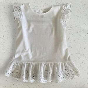 Wonder Nation White Eyelet Lace Flutter Sleeve Peplum Top